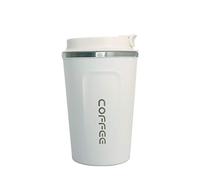 Gteller Tasse de voyage en acier inoxydable, gobelet isotherme à vide à double paroi en acier inoxydable avec couvercle (blanc, 390 ml)