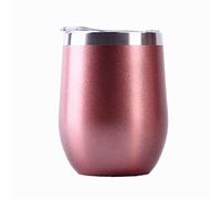 Gteller Verre à vin sans Pied avec Couvercle, Double paroi isolé Idéal pour Le vin, Le café, Les Boissons, Le Champagne, Les Cocktails (Or)