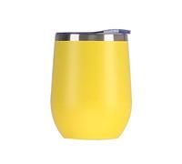 Gteller Verre à vin sans Pied avec Couvercle, Double paroi isolé Idéal pour Le vin, Le café, Les Boissons, Le Champagne, Les Cocktails (Jaune)