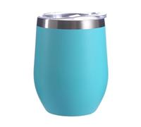 Gteller Verre à vin sans pied en acier inoxydable de 355 ml avec couvercle, isolation à double paroi, tasse de voyage parfait pour le vin, le café, les boissons, le champagne, les cocktails (bleu