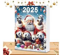 GTFYUDGH Calendrier de l'Avent de compte à rebours de Noël - Figurine plate panda avec 24 pièces - Compte à rebours 24 pièces - Pendentif pour sac à dos de voiture - Miroir intérieur festif - Poignée