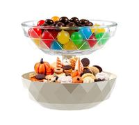GTFYUDGH Plateau Snack - 2 Étages Amovible avec Couvercle pour Bonbons et Friandises | Présentoir pour Table Fêtes Noël Salle Cinéma Chambre Bureau