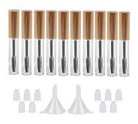 GTHER Lot de 10 bouteilles de mascara vides de 10 ml avec baguette de cils et inserts en caoutchouc et entonnoirs pour huile de ricin et huile de croissance des cils, boîte de crème pour mascara avec bouchon Or mat.