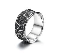 GTHIC Bague Viking en Acier Inoxydable pour Hommes Femmes Punk Vintage Bague Runes Nordiques Amulette Bague Bijoux Cadeau pour Couple, Taille 8