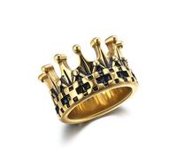 GTHIC Bagues Couronnes du Royaume en Acier Inoxydable pour Femmes Hommes Punk Roi Reine Chevalier Anneaux Dominateurs Ton Doré Bagues de Déclaration Bijoux Gothiques, Taille 7