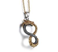 GTHIC - colliers avec pendentif Dragon nordique Ouroboros pour hommes et femmes, bijoux Viking avec chaîne, collier en or de 70cm