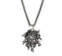 GTHIC pendentif méduse gorgone serpent serpent mythologie grecque pendentif avec chaîne en acier inoxydable bijoux cadeau avec chaîne de 60 cm