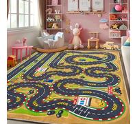 GthreeD Grand tapis de course de voiture, doux et antidérapant, lavable en machine, parfait pour les jeux éducatifs, l'apprentissage, la découverte, pour chambre d'enfant, salon, étude, salle de jeux