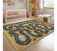 GthreeD Tapis de course de voiture, doux et antidérapant, lavable en machine, parfait pour les jeux éducatifs, l'apprentissage, la découverte, pour chambre d'enfant, salon, étude, salle de jeux, 140 x