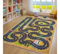 GthreeD Tapis de course de voiture, doux et antidérapant, lavable en machine, parfait pour les jeux éducatifs, l'apprentissage, la découverte, pour chambre d'enfant, salon, étude, salle de jeux, 120 x