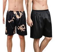 GTHTTT Homme Bas de Pyjama Court Doux Pantalon Lot de 2 Ceinture élastique Ajustable Vêtements de Nuit Pantalon de Pyjama Caleçon Boxer,Noir,XL