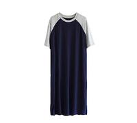 GTHTTT Hommes Chemise De Nuit À Manches Courtes Col Rond Coton Vêtement De Détente Être Facile À Mettre Et À Enlever Robe Lâche Pyjama,Light Gray Navy,3XL