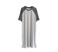 GTHTTT Hommes Chemise De Nuit À Manches Courtes Col Rond Coton Vêtement De Détente Être Facile À Mettre Et À Enlever Robe Lâche Pyjama,Dark Light Gray,3XL