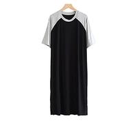 GTHTTT Hommes Chemise De Nuit À Manches Courtes Col Rond Coton Vêtement De Détente Être Facile À Mettre Et À Enlever Robe Lâche Pyjama,Light Gray Black,L