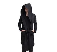 GTHTTT Mode Hood Cardigan Veste Cape Coupe Vent Trench-Coat pour Hommes Poncho Coupe-Vent Extérieur Veste Légère Tricoté Poncho Châle,Noir,XL
