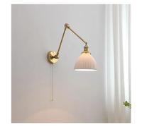 GTHTUHFD Applique Murale LED À Interrupteur À Chaînette, Bras Articulé, Abat-Jour en Laiton Et Céramique, Lampe De Chevet Moderne, Décoration Intérieure, Suspension Pou,17x20cm