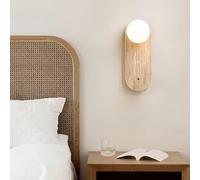 GTHTUHFD Applique Murale Moderne en Pierre Naturelle avec Abat-Jour en Verre Blanc, Applique De Chevet Ronde Et Ovale, Ampoule G9, Idéale pour La Décoration d'un Couloi,14cm-White Light