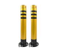 GTHTUHFD Borne De Sécurité Amovible en Acier Jaune, avec Bande Réfléchissante, Boulons d'ancrage Et Cadenas, pour La Signalisation Routière/Barrière D'Allée/Poteau De Statio,2pcs-Yellow