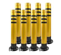 GTHTUHFD Borne De Sécurité Amovible en Acier Jaune, avec Bande Réfléchissante, Boulons d'ancrage Et Cadenas, pour La Signalisation Routière/Barrière D'Allée/Poteau De Statio,8pcs-Yellow