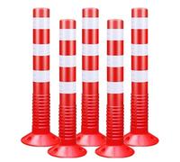GTHTUHFD Borne De Sécurité De 75 Cm De Haut en Plastique, Poteaux De Signalisation Routière Flexibles, Barrières De Stationnement avec Bande Réfléchissante, Cônes De Signalis,Red-5Pcs