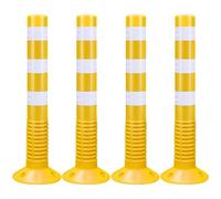 GTHTUHFD Borne De Sécurité De 75 Cm De Haut en Plastique, Poteaux De Signalisation Routière Flexibles, Barrières De Stationnement avec Bande Réfléchissante, Cônes De Signalis,Yellow-4Pcs