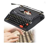 GTHTUHFD Creative Ge Machine à écrire portable rétro mécanique, machine à écrire manuelle à l'ancienne incluse, ruban noir et rouge, avec étui, E, noir