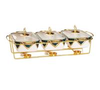 GTHTUHFD Ensemble De Buffet Chafing Dish - Chauffe-Plats en Céramique avec Plateaux pour Réceptions Et Dîners De Mariage,Green