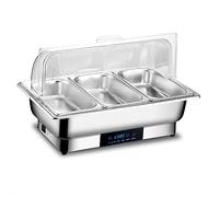 GTHTUHFD Ensemble De Buffet De Chafing Dish Électrique avec Affichage Numérique De La Température, Chauffe-Plats en Acier Inoxydable pour Traiteurs, Mariages Et Fêtes,1/3pan-4pcs
