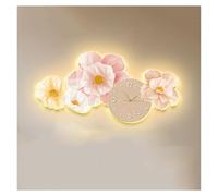 GTHTUHFD Grande Applique Murale Décorative en Forme De Fleur avec Horloge Et Télécommande pour Salon, Lampe Murale Moderne 3D sans Tic-Tac, Horloge Murale Silencieuse,Pink-100 * 50cm