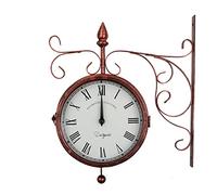 GTHTUHFD Horloge Murale Analogique Vintage À Suspendre, Décoration D'Intérieur Ou D'Extérieur, Style Fer, Facile À Lire, Style Antique, Silencieuse, Facile À Accrocher