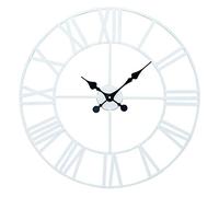 GTHTUHFD Horloge Murale De Jardin D'Extérieur, Style Rétro, en Fer Forgé avec Chiffres Romains, Étanche, pour Décoration Intérieure Et Extérieure, en Métal, 40 Cm, Blanche.