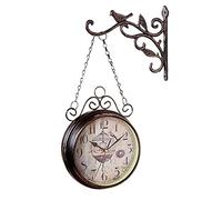 GTHTUHFD Horloge Murale D'Extérieur Résistante Aux Intempéries, Ornements De Jardin Recto Verso, Chiffres Faciles À Lire, Horloge Suspendue Classique De Style Européen