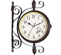 GTHTUHFD Horloge Murale Double Face À Suspendre pour La Maison, L'Extérieur, Le Jardin, en Fer Forgé, en Métal, Deux Faces, Antique, pour L'Intérieur Et Le Jardin