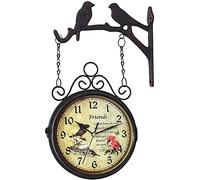 GTHTUHFD Horloge Murale Double Face, Horloge De Jardin Étanche avec Miroir en Cristal, Décoration Silencieuse pour La Maison Et Le Paysage