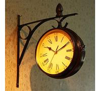 GTHTUHFD Horloge Murale Vintage Double Face À Quartz, Style Européen, Silencieuse, pour Jardin, Intérieur Ou Extérieur, Décoration Suspendue