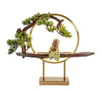 GTHTUHFD Lampe De Table Rétro Chinoise en Cuivre, Lampe De Table Créative en Résine De Pin pour Salon De Thé, Entrée, Chambre À Coucher, Lampe De Chevet Art Déco, Lampes De Style