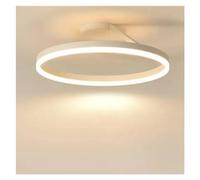 GTHTUHFD Lustre Moderne À LED Annulaire, Dimmable, Noir Et Blanc, Compatible avec Chambre, Table, Salle À Manger, Salon, Suspension Minimaliste, Éclairage Suspendu De Plafon,White-Diameter 50cm