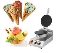 GTHTUHFD Machine À Cornets De Crème Glacée Commerciale 1200W, Machine À Cornets Gaufrés Électrique avec Revêtement Antiadhésif, Réglage De La Température De 50 À 250 °C Et Minuterie De