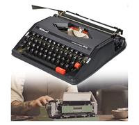 GTHTUHFD Machine à écrire manuelle portable rétro classique 1980, traitement de texte Ge English Typewriter avec double ruban et boîte extérieure, noir