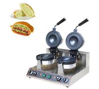 GTHTUHFD Machine À Hamburgers Professionnelle Électrique À Double Tête avec Chauffage, Machine À Hamburgers Et Glaces, Presse À Pain Ronde en Acier Inoxydable, Machine À Gaufres A