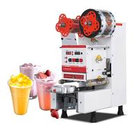 GTHTUHFD Machine à sceller les tasses électrique, machine à sceller entièrement automatique avec panneau de commande LCD, adaptée pour les boissons à thé, thé au lait et jus de fruits.