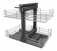 GTHTUHFD Organisateur Coulissant pour Meuble d'angle De Cuisine, Étagères Rotatives avec 4 Paniers De Rangement en Acier Inoxydable Chromé, Étagère Coulissante pour MEU,Left Door-800 Cabinet