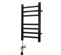 GTHTUHFD Sèche-Serviettes Électrique Mural, 7 Barres, Finition Acier Inoxydable Poli, Noir.