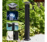 GTHTUHFD Support De Robinet Extérieur Résistant Au Gel avec Éclairage Solaire, Robinet À Colonne d'eau De 65,5 Cm De Hauteur, Support De Tuyau Indépendant, Robinet Long,Black with Long Faucet-110cm