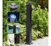 GTHTUHFD Support De Robinet Extérieur Résistant Au Gel avec Éclairage Solaire, Robinet À Colonne d'eau De 65,5 Cm De Hauteur, Support De Tuyau Indépendant, Robinet Long,Black with Dual Faucet-110cm