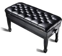 GTHTUHFD Tabouret De Piano, Banc De Piano, Tabouret De Coiffeuse, Tabouret De Piano De Luxe pour Duo, Banc De Piano Réglable avec Compartiment De Rangement, Idéal pour,Black