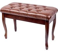 GTHTUHFD Tabouret De Piano, Banc De Piano, Tabouret De Coiffeuse, Tabouret De Piano pour Duo avec Rangement pour Partitions, Banc De Piano avec Coussin D'Assise en Cuir,Teakwoodbrown