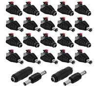 GTIWUNG 10 Paires de 5.5 mm x 2.1 mm DC Connecteur d'alimentation Mâle et Femelle de 12 V Adaptateurs Prise à Bouton-Poussoir, 12V/24V DC Mâle Femelle Connecteurs Set pour CCTV Caméra LED Bande