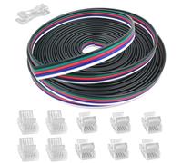 GTIWUNG 10M Rallonge Câble 5 Broches Fil Cordon 22AWG Branchement Électrique, Câble D'extension à 5 Conducteurs pour Bande LED RGBW 3528 5050 + 5 Pin Connecteur 12 mm
