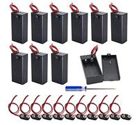 GTIWUNG 10Pcs 9V Boite de Stockage Boite de Batterie on/Off Switch avec Casquette, Lot de 10 9V connecteur de Batterie câble Support de Batterie Clip Snap sur connecteur câble Lead, I Type